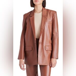 Steve Madden Audrey Cognac Faux Leather Blazer